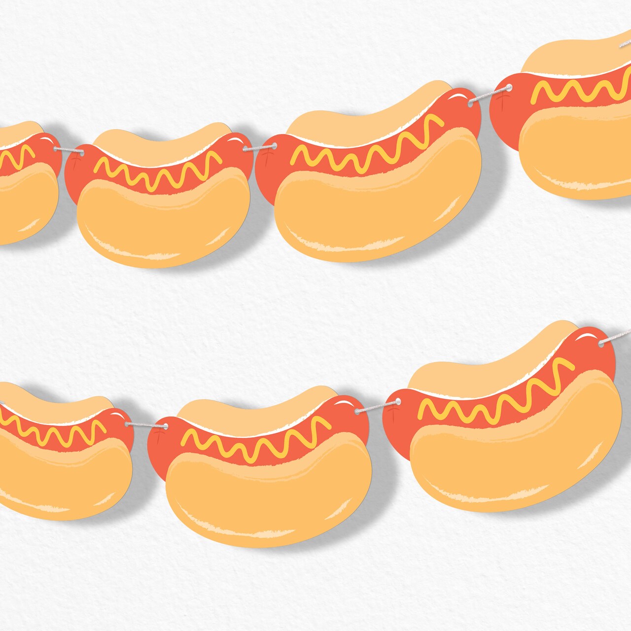 Big Dot of Happiness Hot Dog Garland Banner, Summer Birthday BBQ Picnic Party Decorations Backdrop, 30 Feet of Cord, 15 Double-Sided Paper Hot Dogs